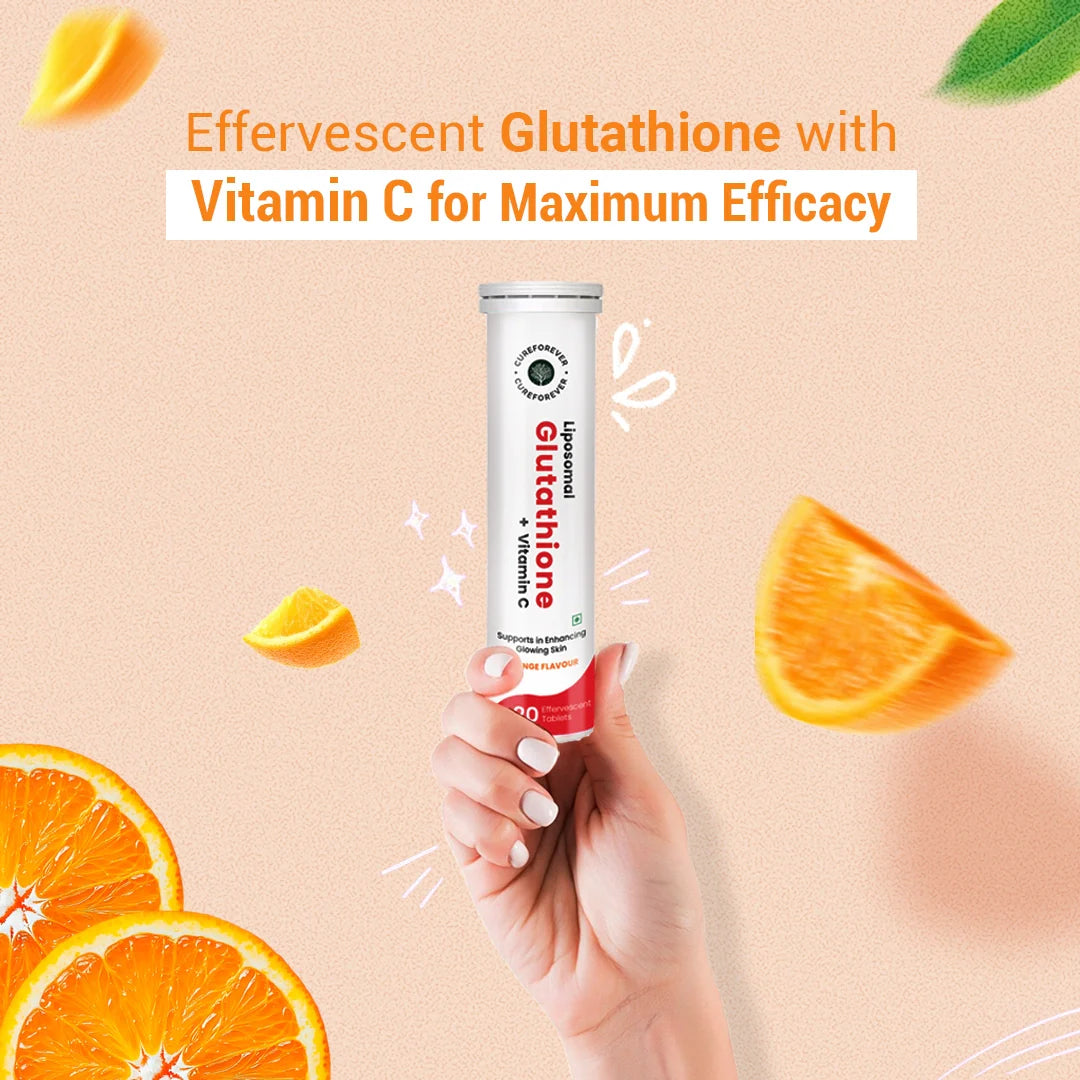 Liposomal Glutathione + Vitamin C | Effervescent Tablets for Skin Glow and Brightening