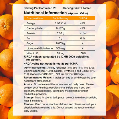Liposomal Glutathione + Vitamin C | Effervescent Tablets for Skin Glow and Brightening