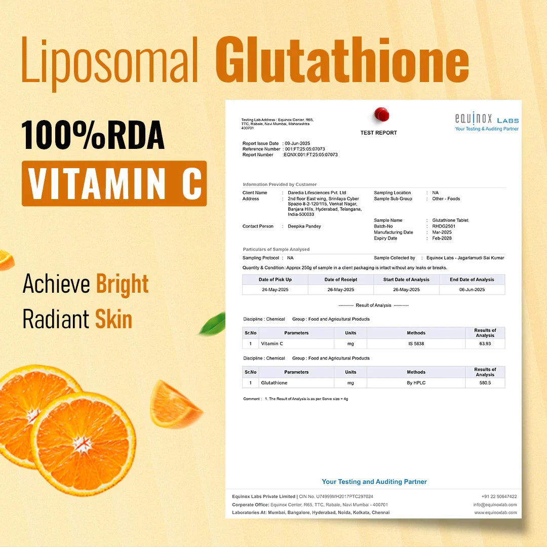 Liposomal Glutathione + Vitamin C | Effervescent Tablets for Skin Glow and Brightening